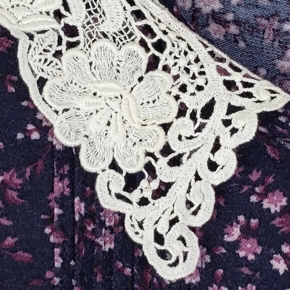 Vintage Laura Ashley Dress Modest Maxi Floral Lace Collar Button Cottage Size 10 - Picture 4 of 11